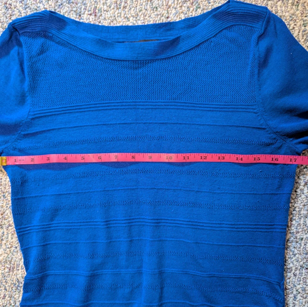 Sweater Blue Ribbed Crew Neck - Picture 8 of 12